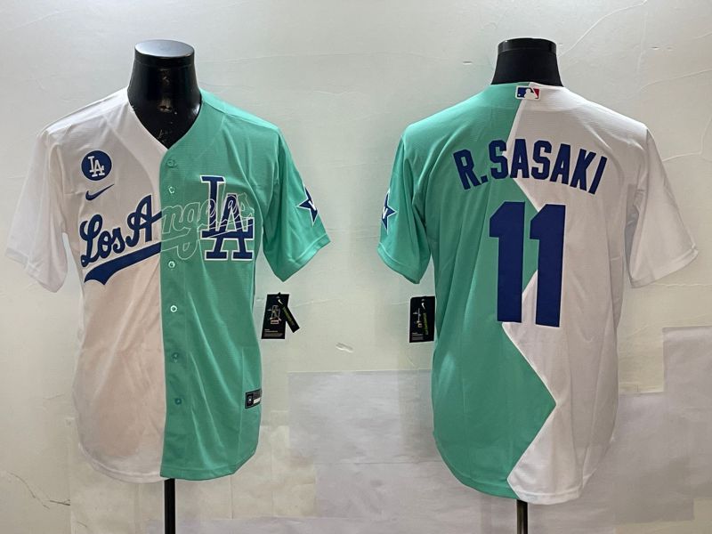 Men Los Angeles Dodgers 11 R.Sasaki White Blue 2025 Game Nike MLB Jersey style 6